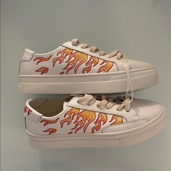 New Soludos Hot Stuff Ibiza Platform Flame White Sneakers Design Size 8 - Picture 3 of 6